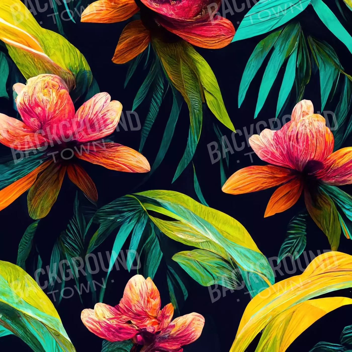 Jungle Blossoms 8’X8’ Fleece (96 X Inch) Backdrop