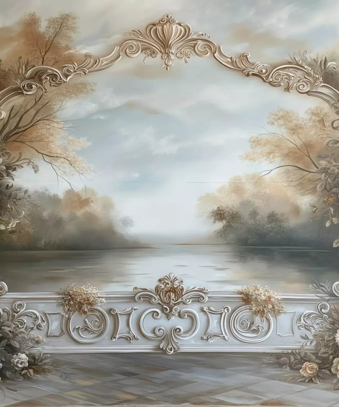 Beige , Gold  Backdrop for Photography