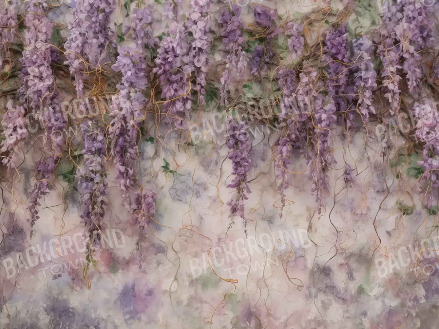 Lavender Flower Hanging Vines 6’8X5’ Fleece (80 X 60 Inch) Backdrop