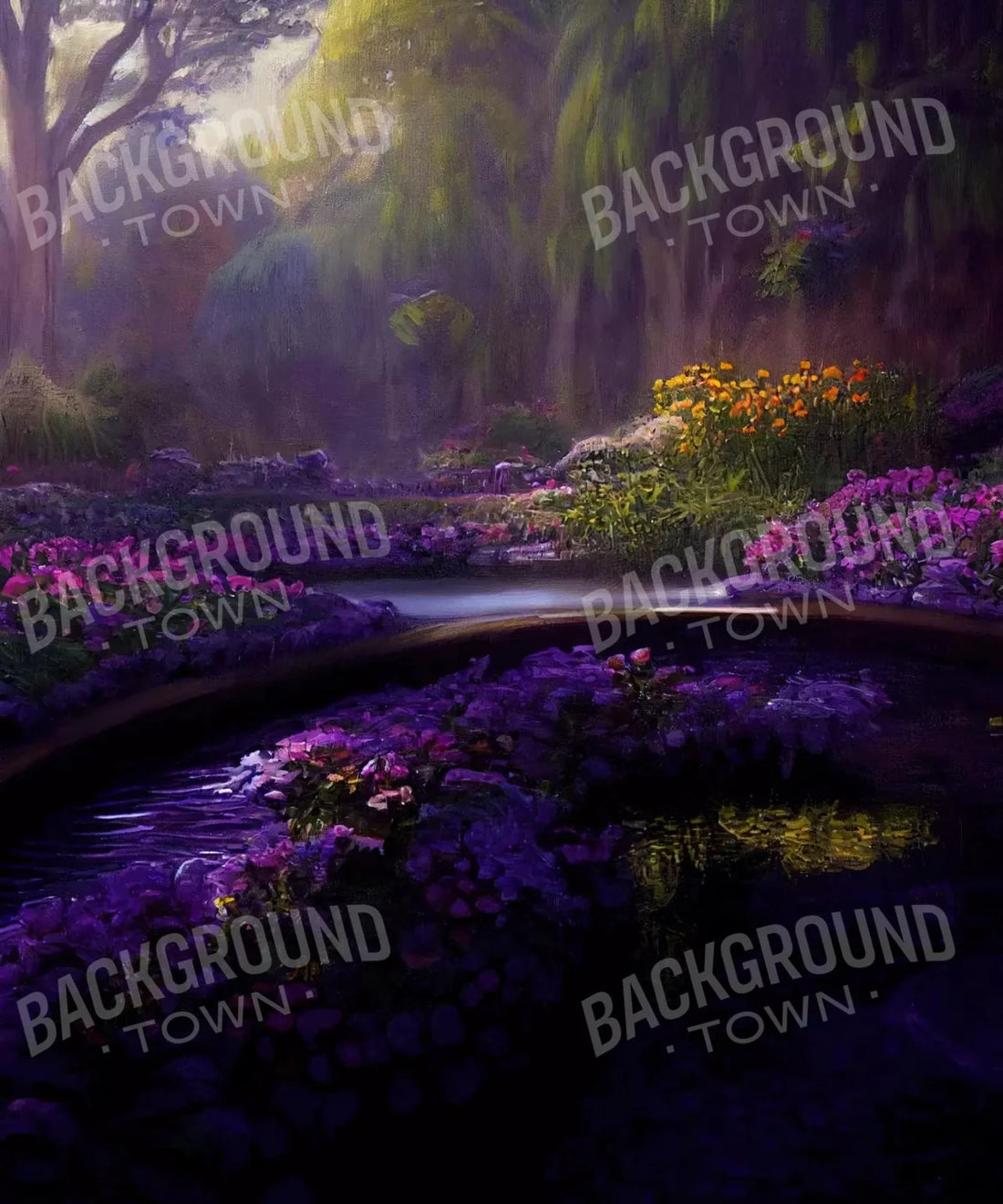 Spring Purple Forest with Pond Backdrop for Photography