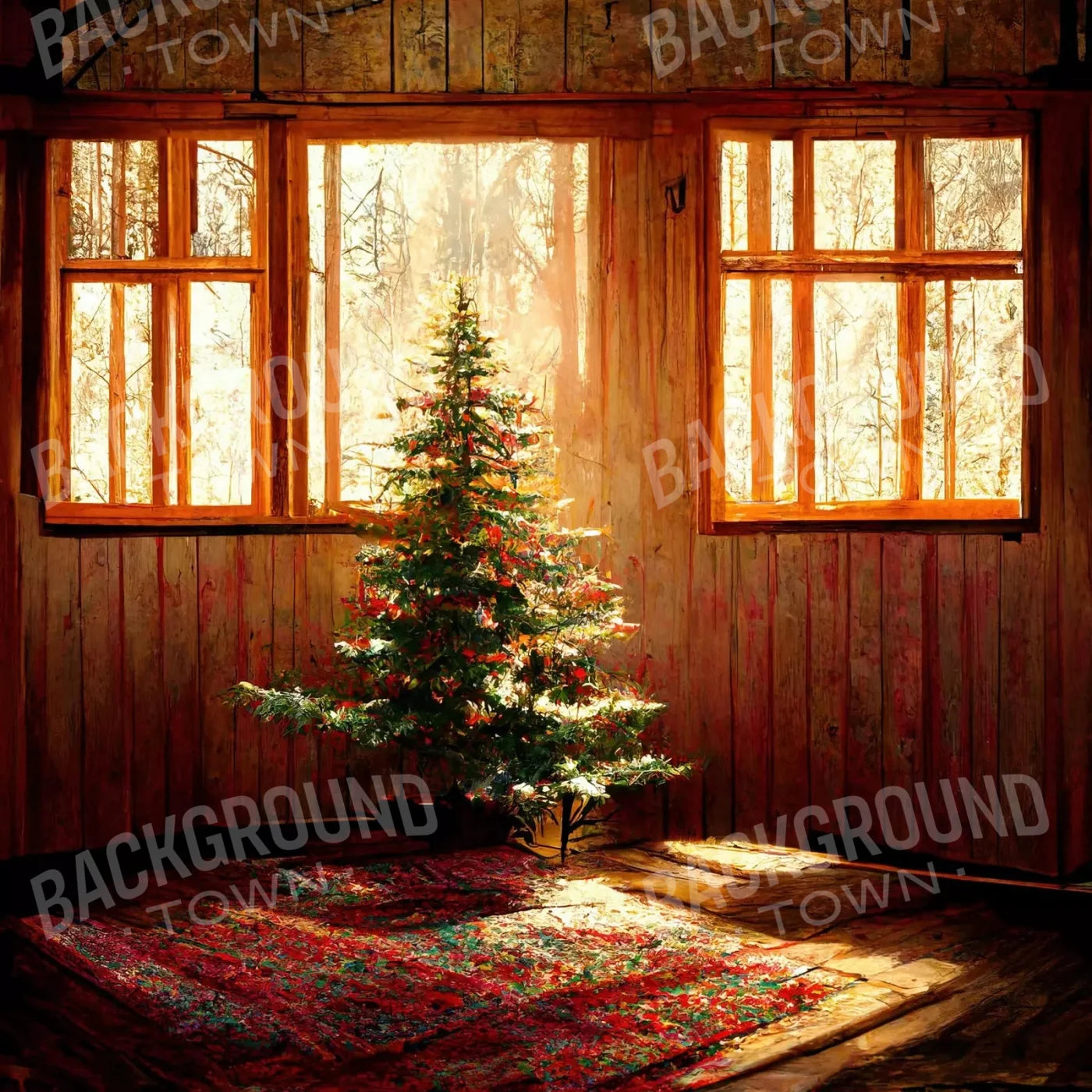 christmas tree cabin Backdrop for Photography