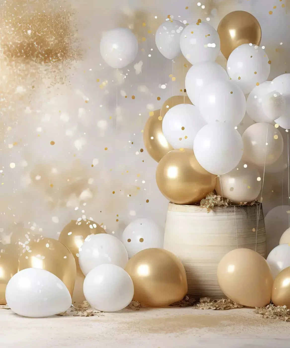 White and Gold party Balloons Backdrop for Photography