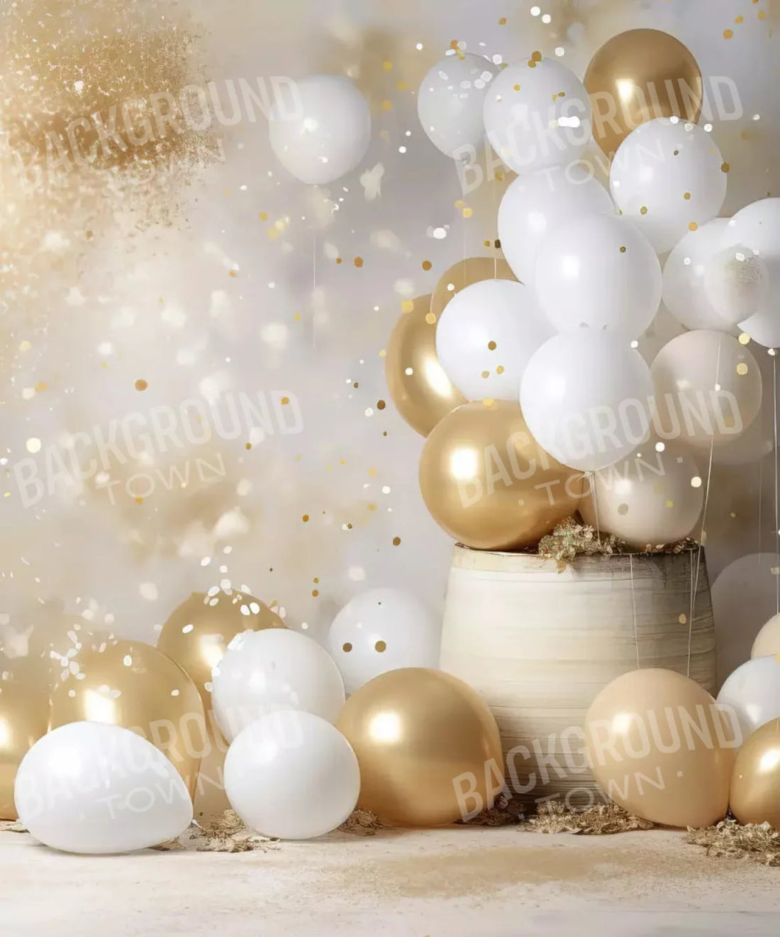 White and Gold party Balloons Backdrop for Photography