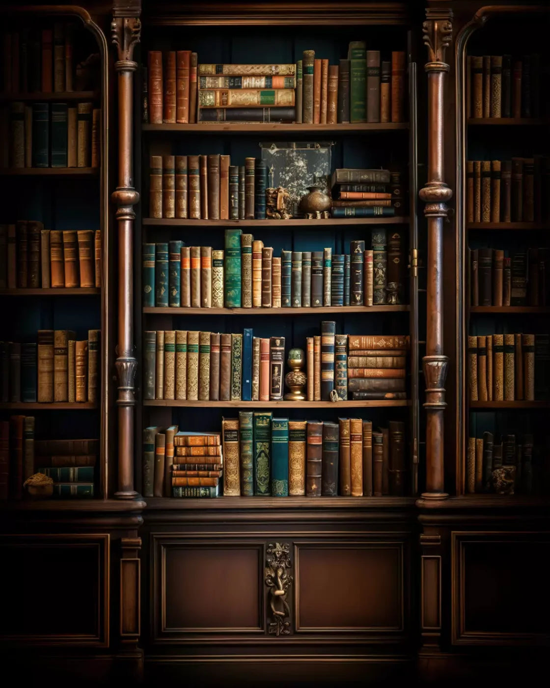 Library Wall Vertical 8X10 Fleece ( 96 X 120 Inch ) Backdrop