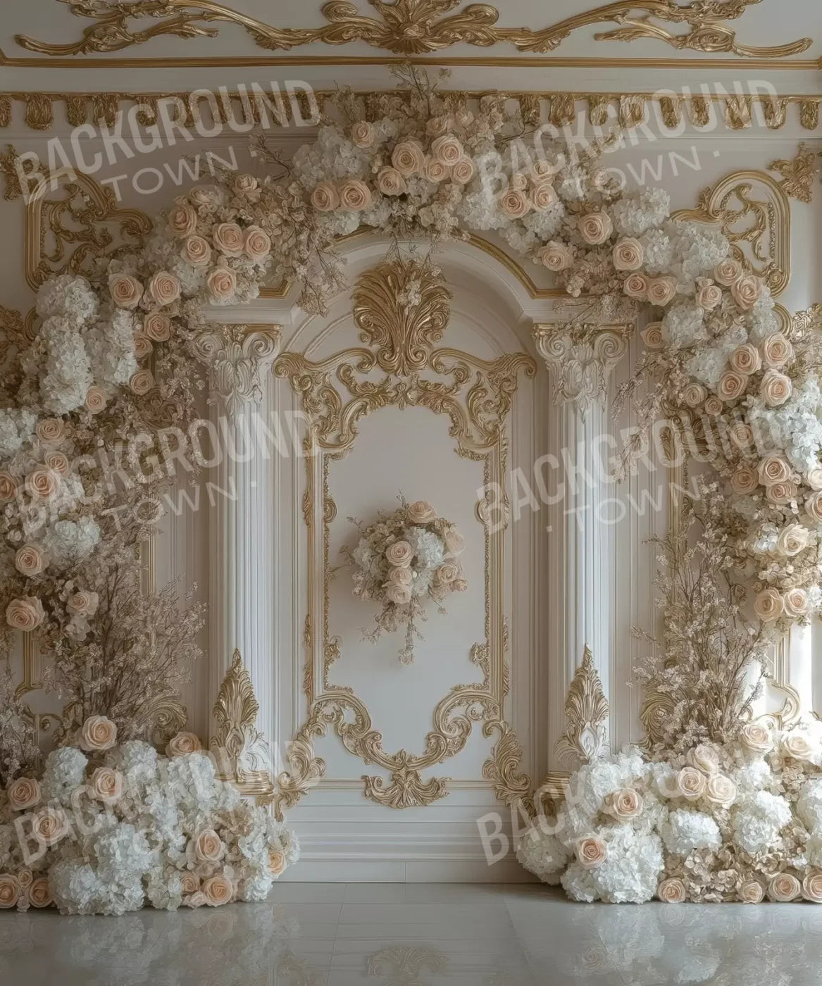 Light Elegant Flower Arch Ballroom 10’X12’ Ultracloth (120 X 144 Inch) Backdrop