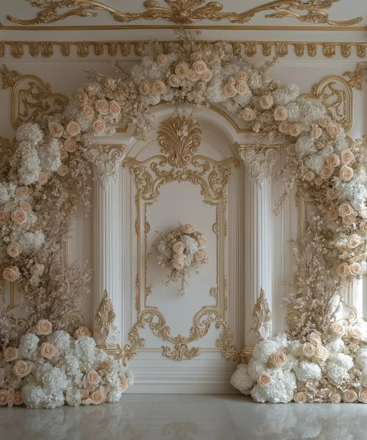 Light Elegant Flower Arch Ballroom 10’X12’ Ultracloth (120 X 144 Inch) Backdrop
