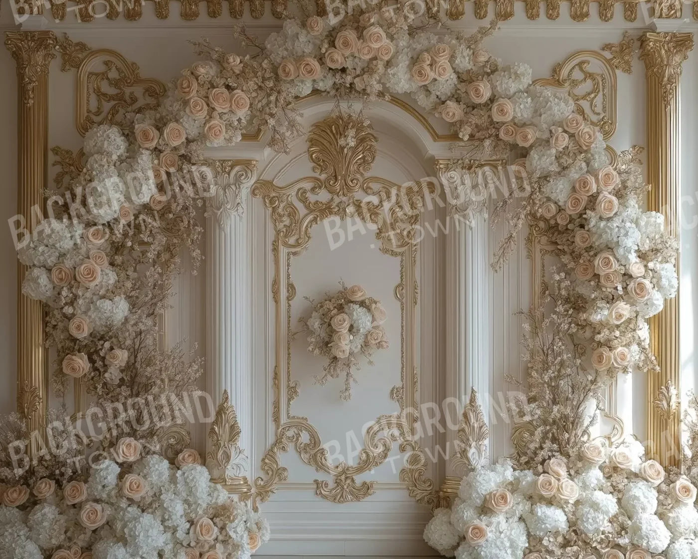 Light Elegant Flower Arch Ballroom 10’X8’ Fleece (120 X 96 Inch) Backdrop