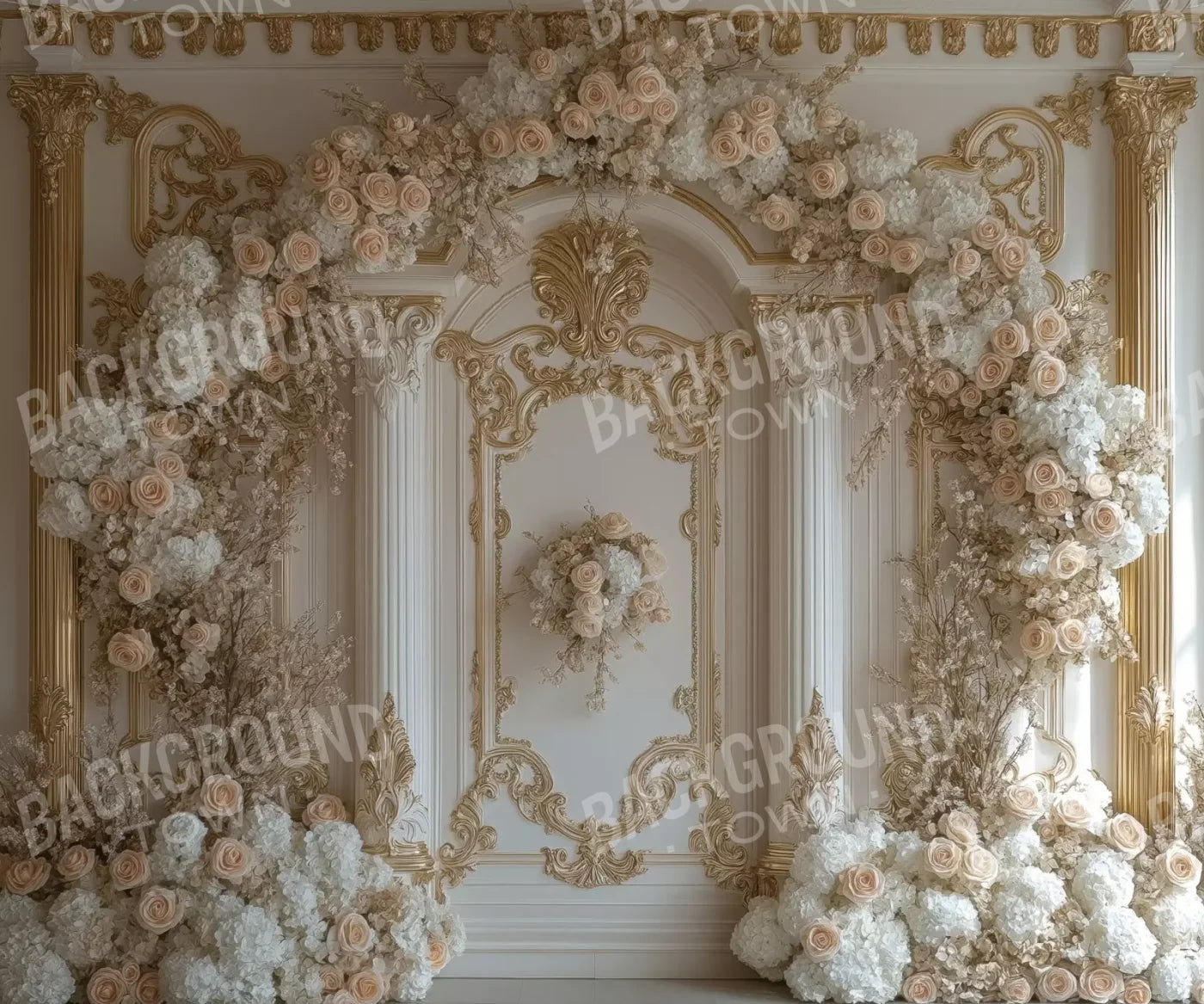 Light Elegant Flower Arch Ballroom 12’X10’ Ultracloth (144 X 120 Inch) Backdrop
