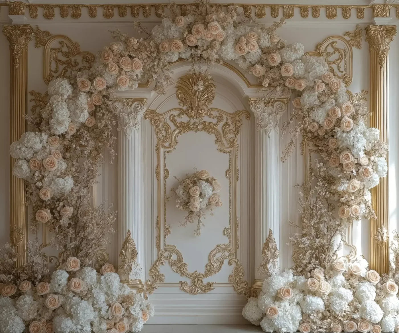 Light Elegant Flower Arch Ballroom 12’X10’ Ultracloth (144 X 120 Inch) Backdrop