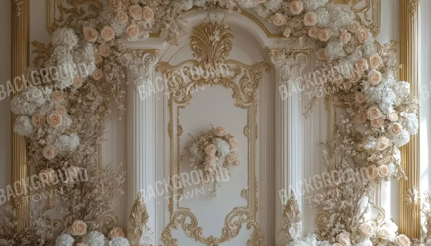 Light Elegant Flower Arch Ballroom 14’X8’ Ultracloth (168 X 96 Inch) Backdrop