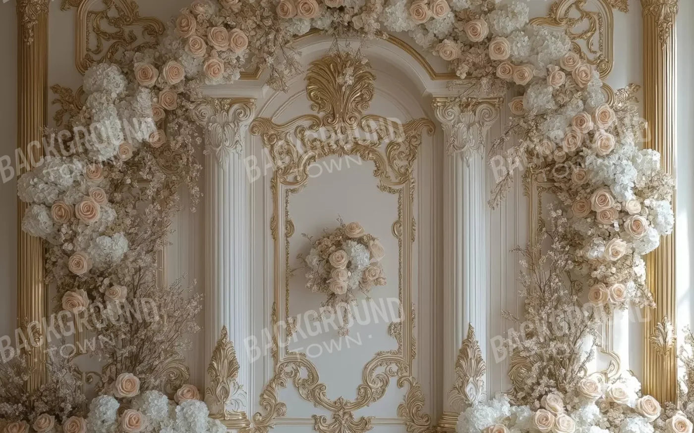 Light Elegant Flower Arch Ballroom 16’X10’ Ultracloth (192 X 120 Inch) Backdrop