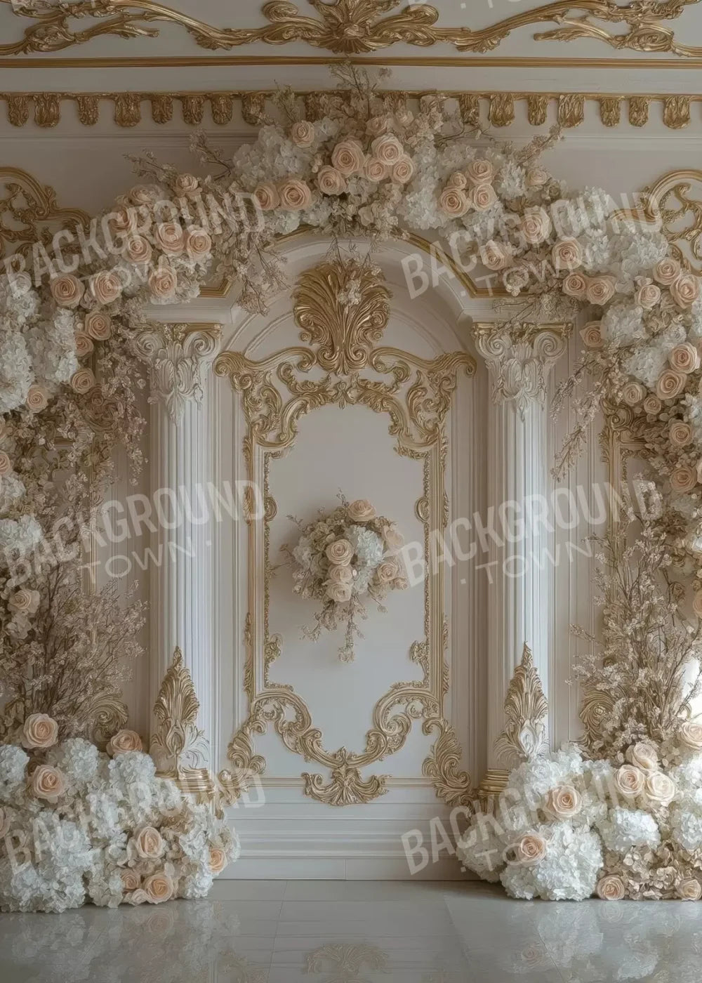 Light Elegant Flower Arch Ballroom 5’X7’ Ultracloth (60 X 84 Inch) Backdrop