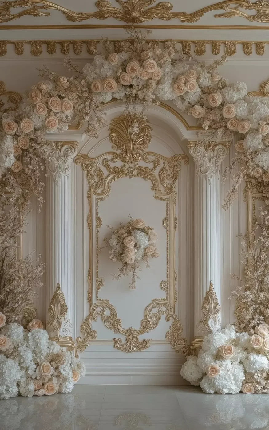 Light Elegant Flower Arch Ballroom 5’X8’ Ultracloth (60 X 96 Inch) Backdrop