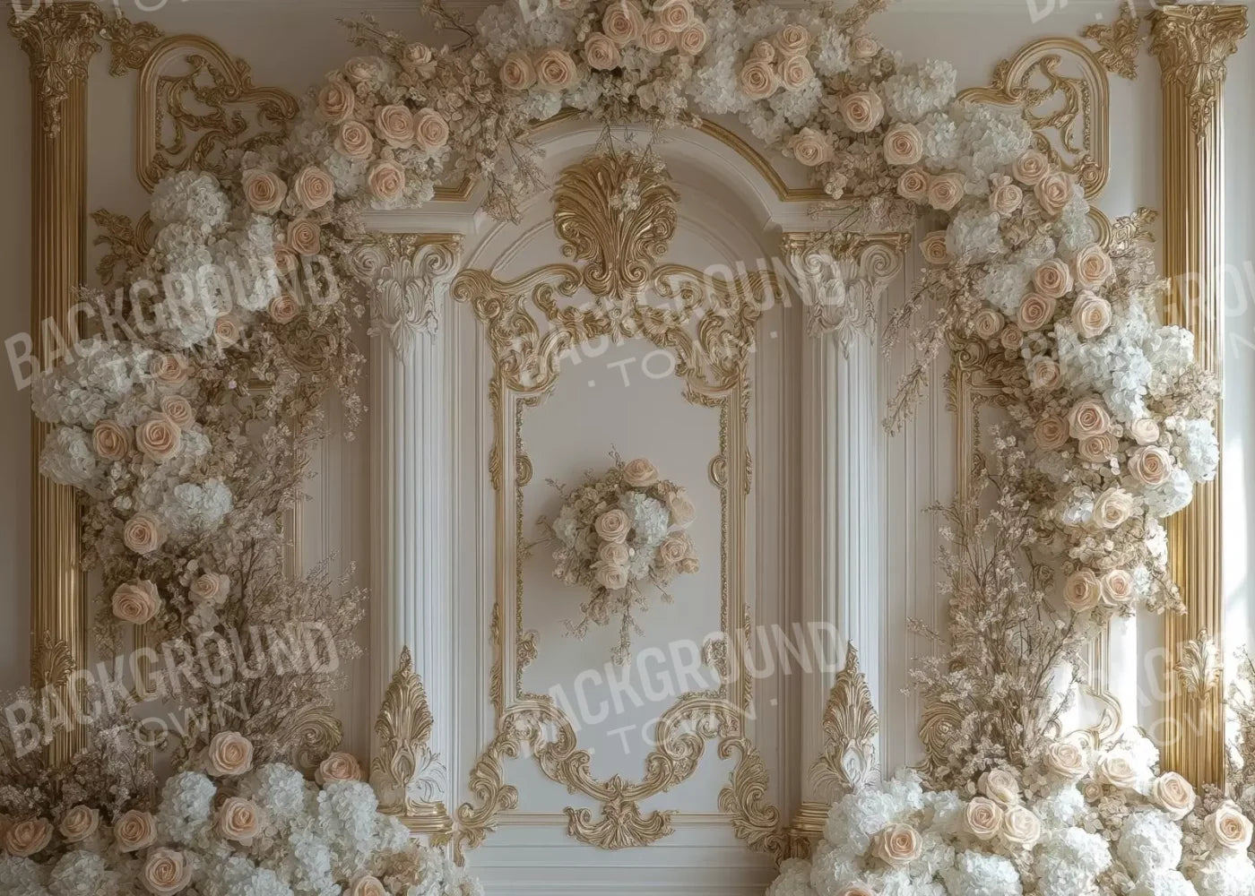 Light Elegant Flower Arch Ballroom 7’X5’ Ultracloth (84 X 60 Inch) Backdrop