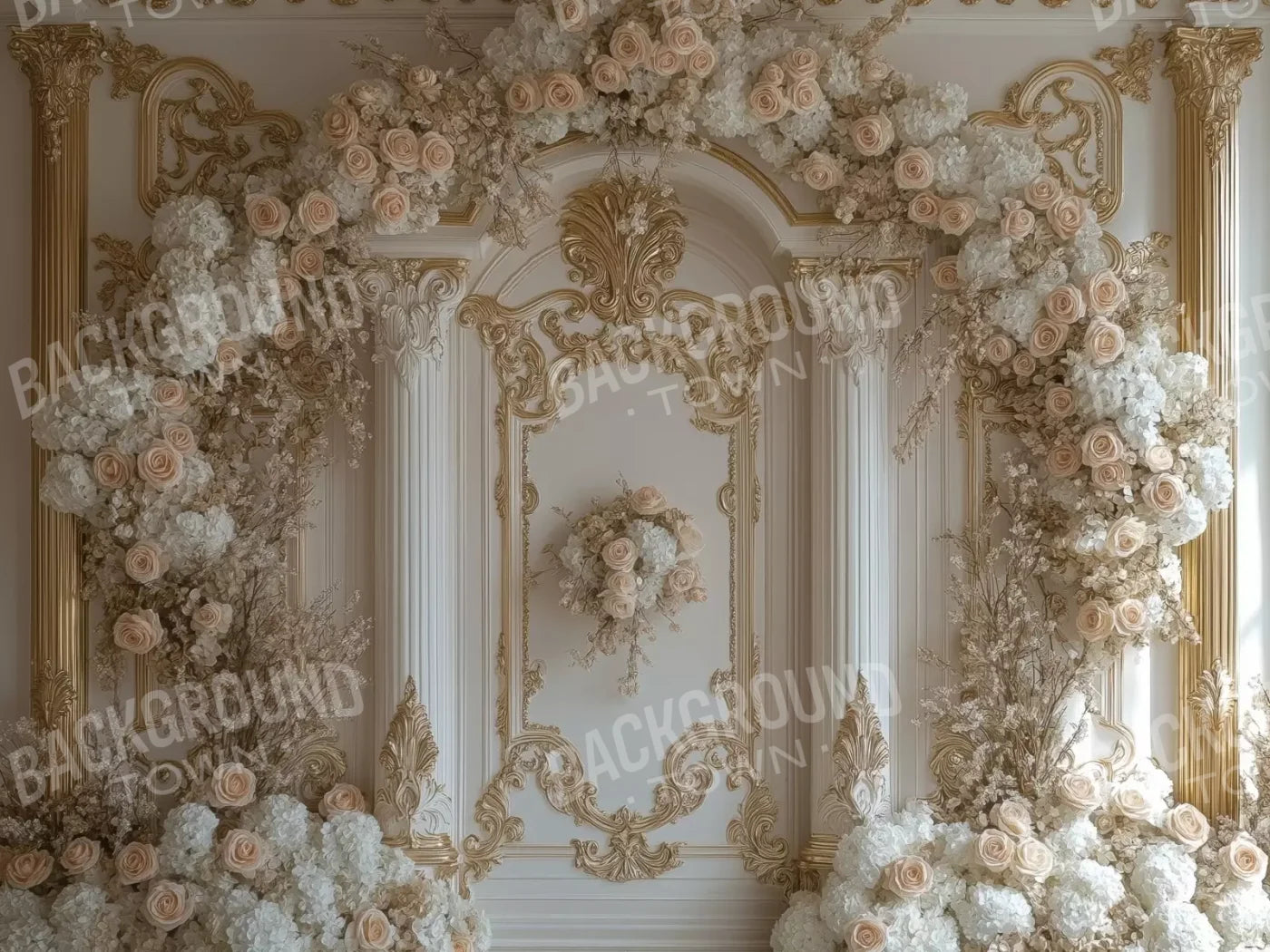 Light Elegant Flower Arch Ballroom 8’X6’ Fleece (96 X 72 Inch) Backdrop
