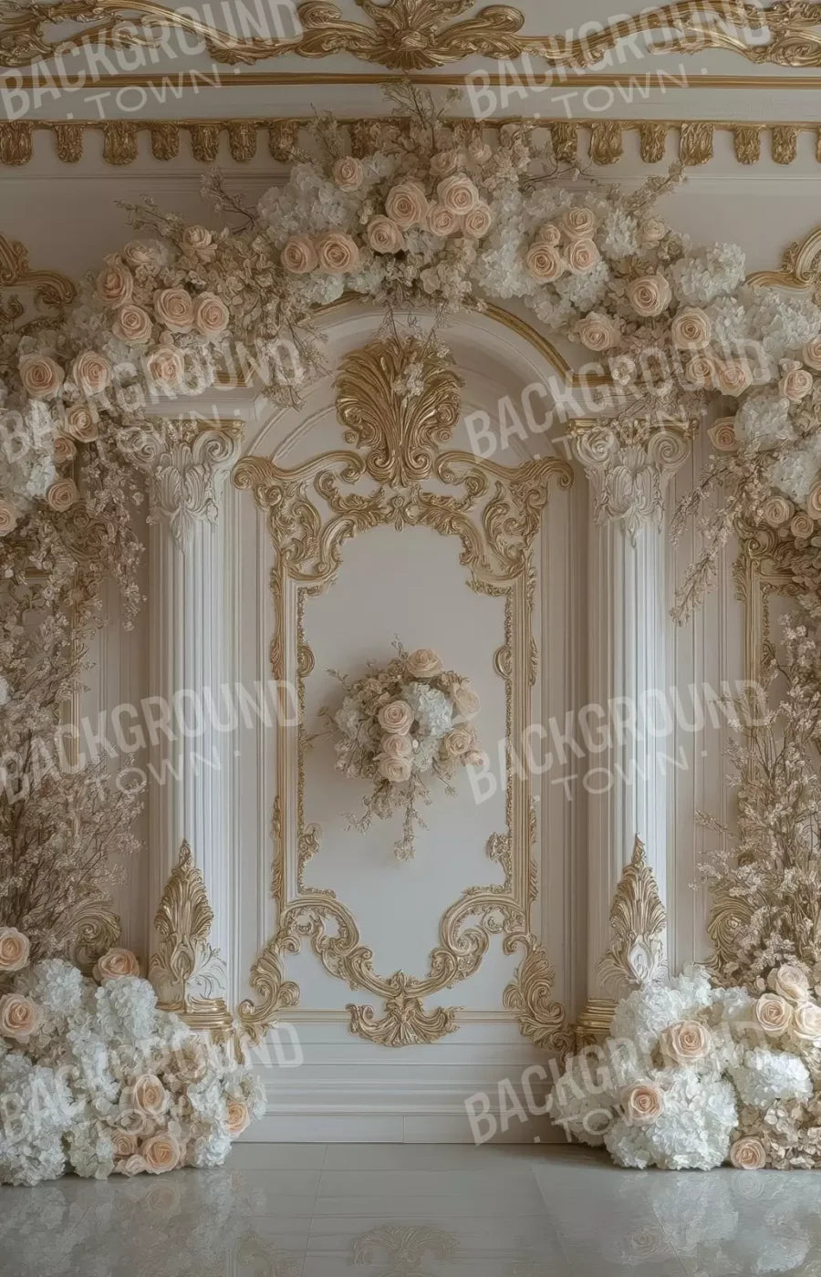 Light Elegant Flower Arch Ballroom 9’X14’ Ultracloth (108 X 168 Inch) Backdrop