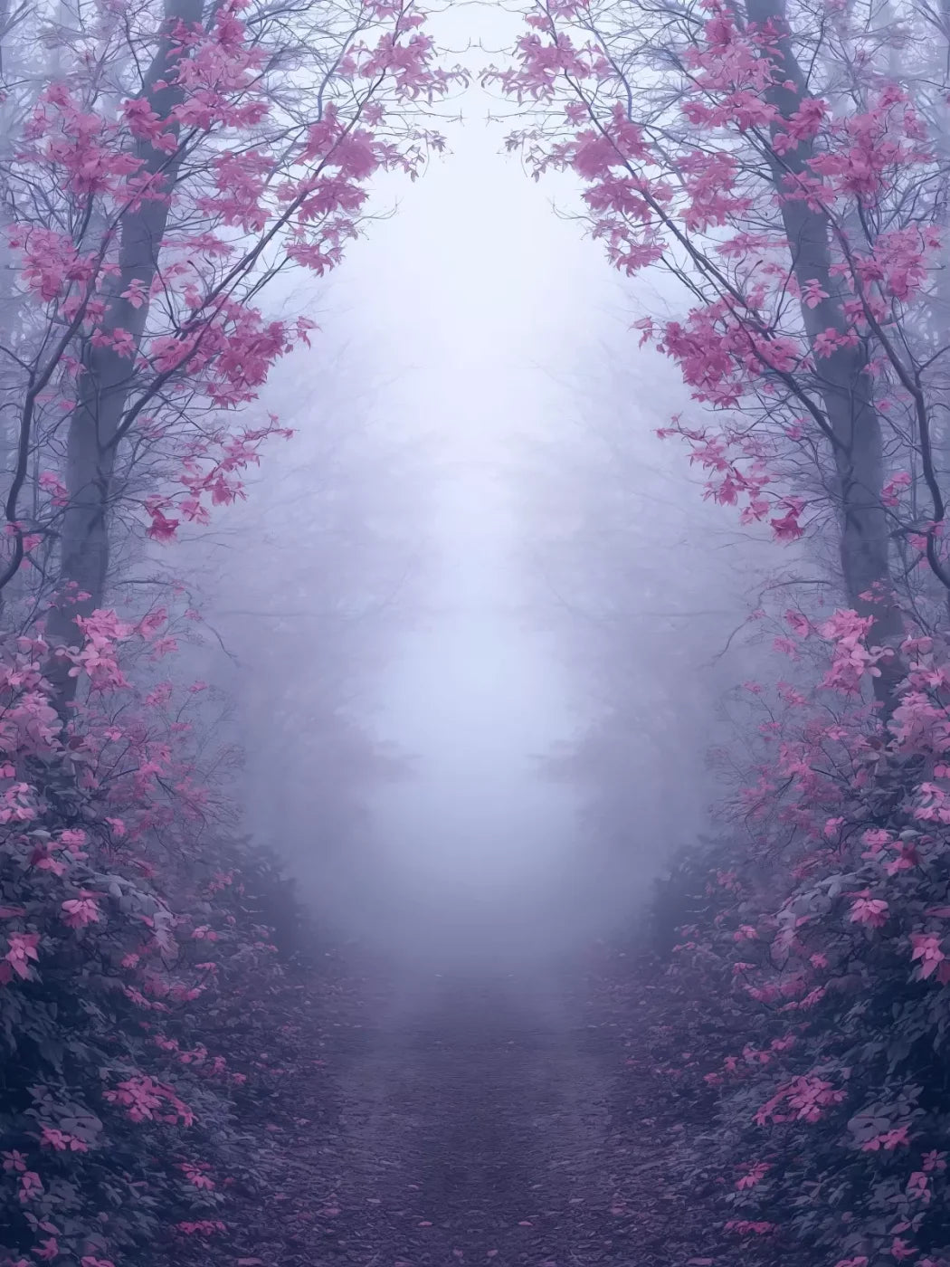 Light Pink Burning Bush Walk 5’X6’8 Fleece (60 X 80 Inch) Backdrop