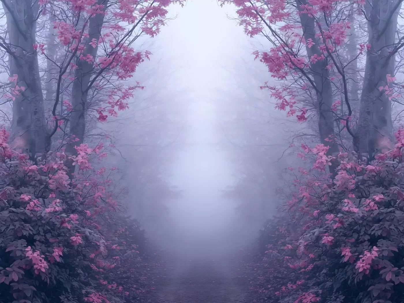 Light Pink Burning Bush Walk 6’8X5’ Fleece (80 X 60 Inch) Backdrop
