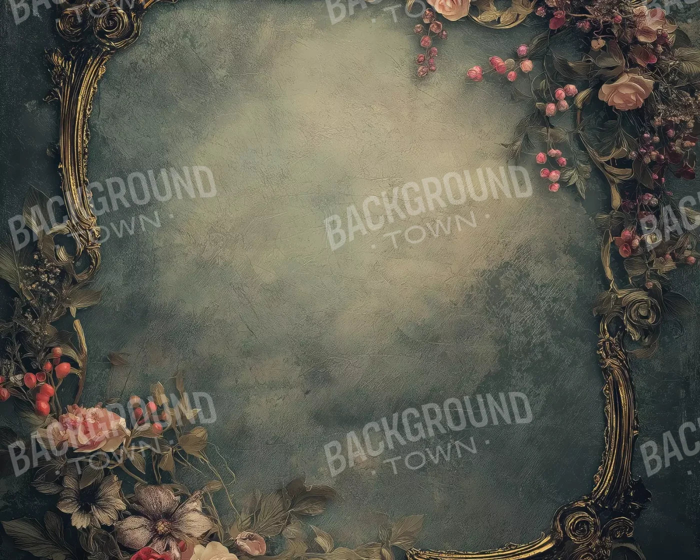 Light Victorian Flower Frame 10’X8’ Fleece (120 X 96 Inch) Backdrop
