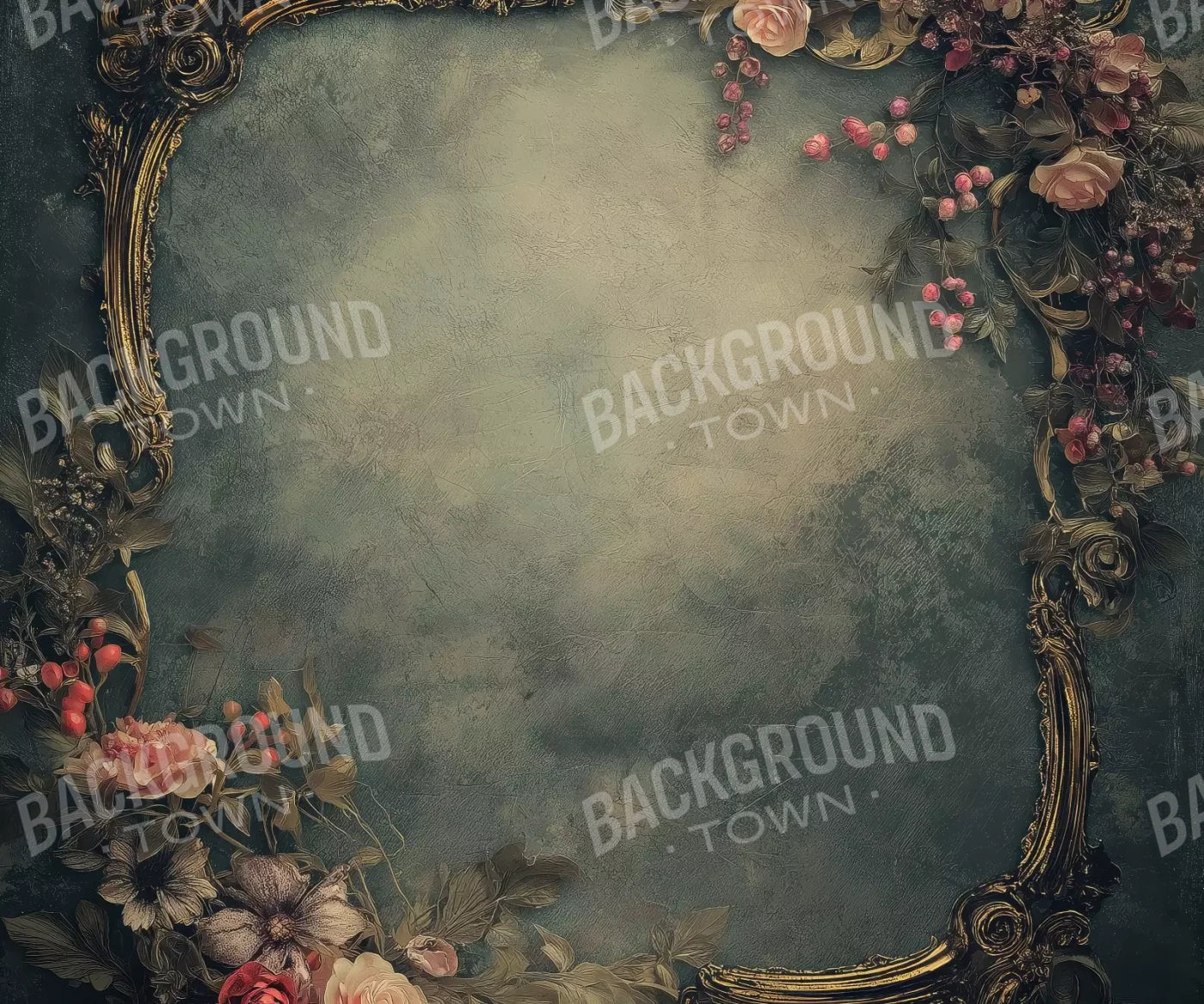 Light Victorian Flower Frame 12’X10’ Ultracloth (144 X 120 Inch) Backdrop