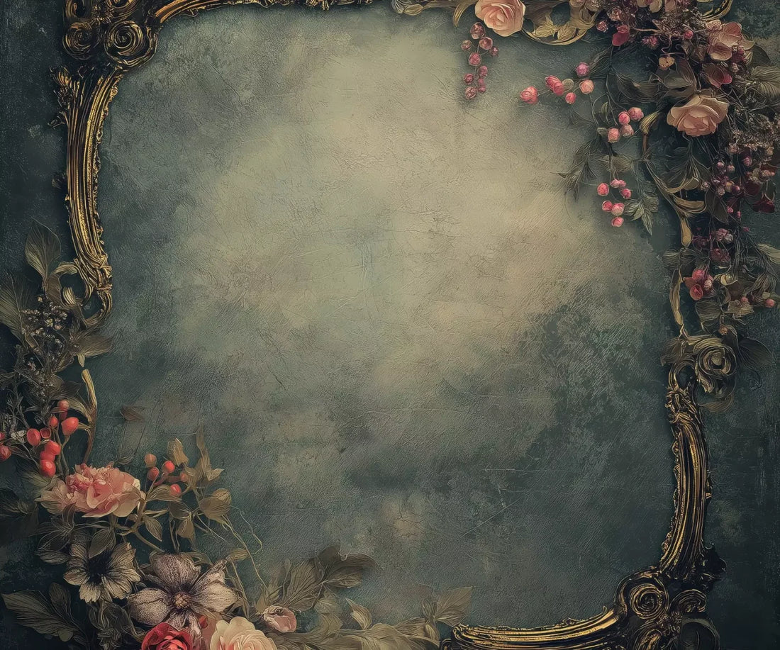 Light Victorian Flower Frame 5’X4’2 Fleece (60 X 50 Inch) Backdrop