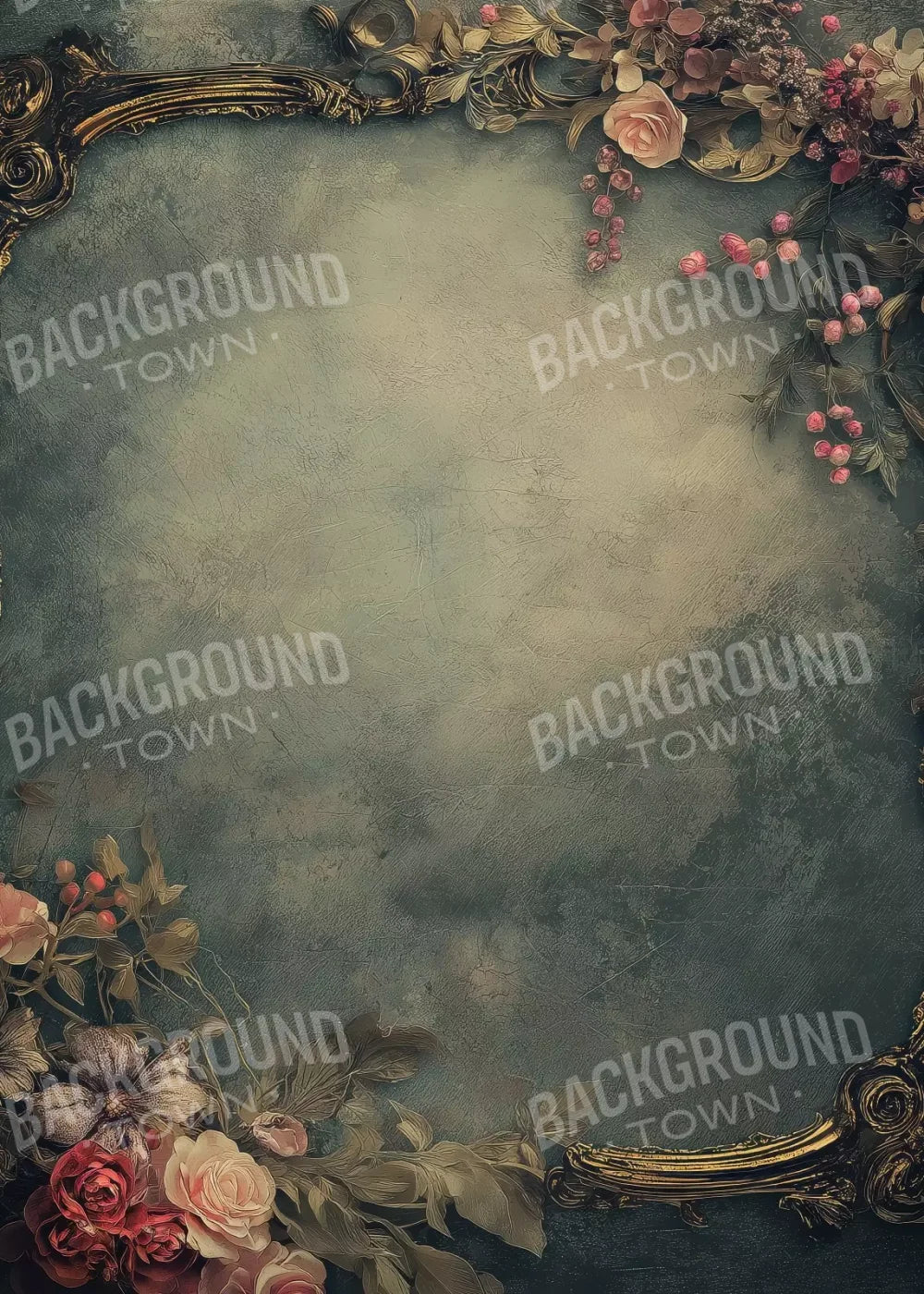 Light Victorian Flower Frame 5’X7’ Ultracloth (60 X 84 Inch) Backdrop