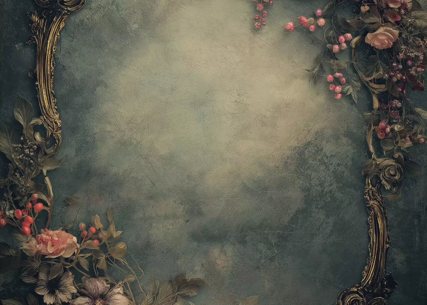 Light Victorian Flower Frame 7’X5’ Ultracloth (84 X 60 Inch) Backdrop