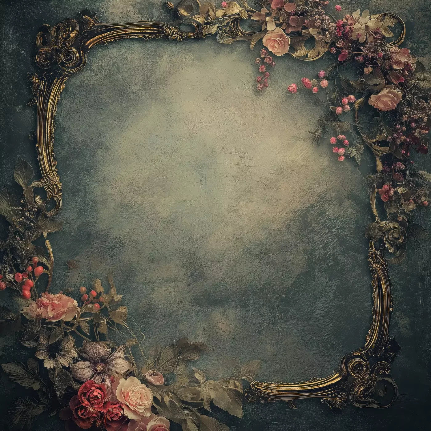 Light Victorian Flower Frame 8’X8’ Fleece (96 X Inch) Backdrop
