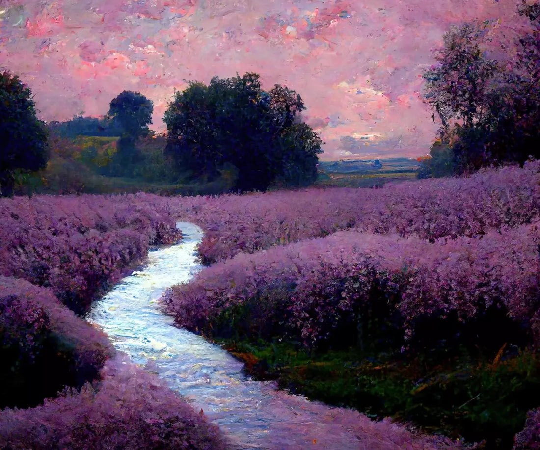 Lilac Field 5X42 Fleece ( 60 X 50 Inch ) Backdrop