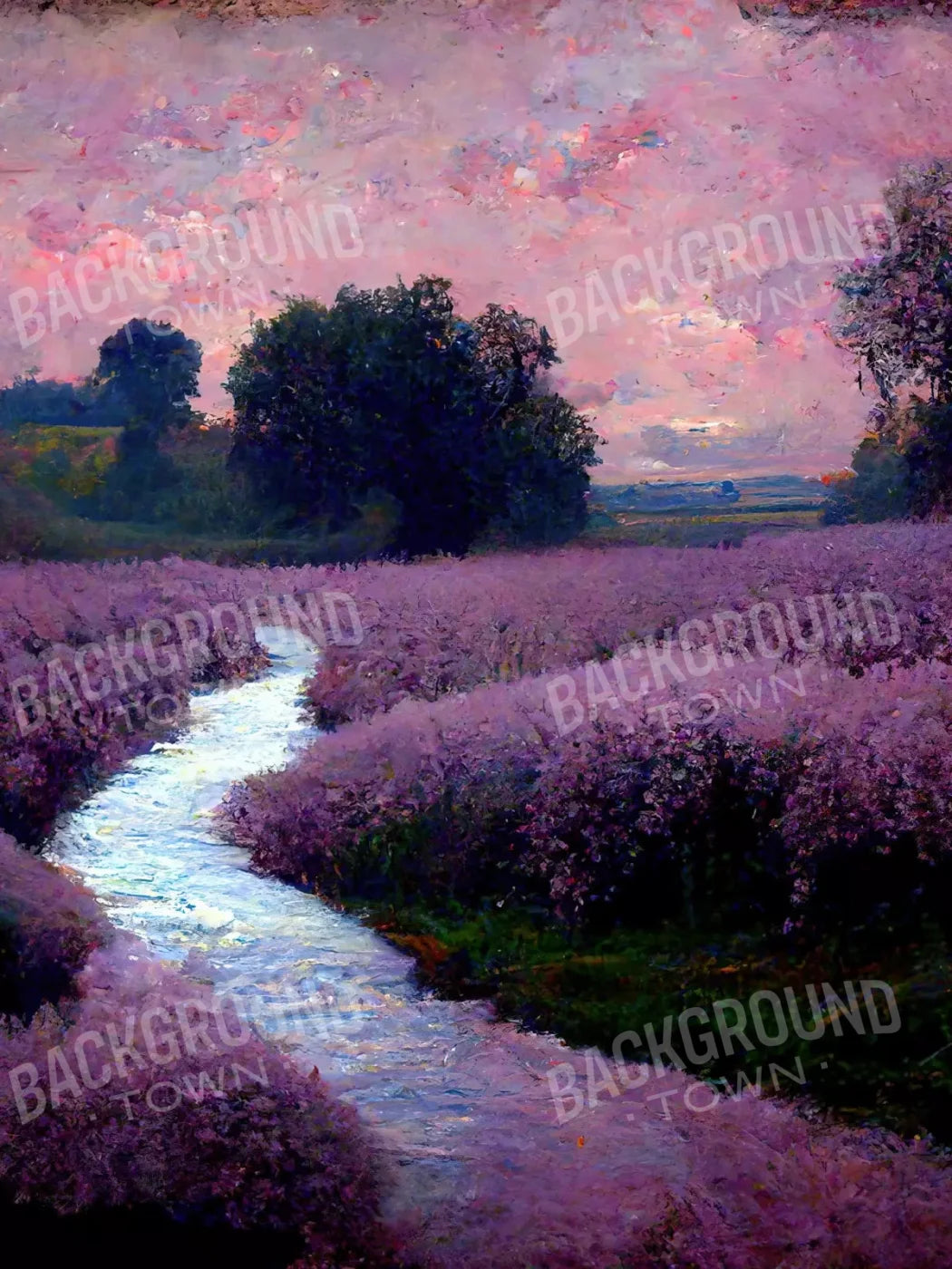 Lilac Field 5X68 Fleece ( 60 X 80 Inch ) Backdrop