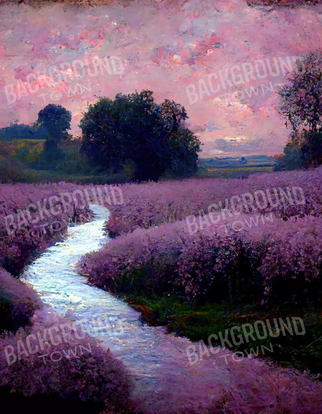 Lilac Field 6X8 Fleece ( 72 X 96 Inch ) Backdrop