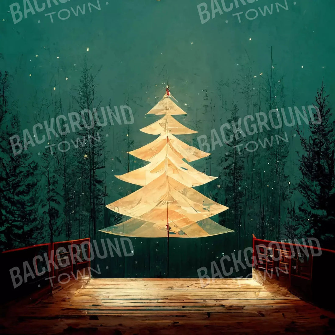 Lit Tree 10X10 Ultracloth ( 120 X Inch ) Backdrop