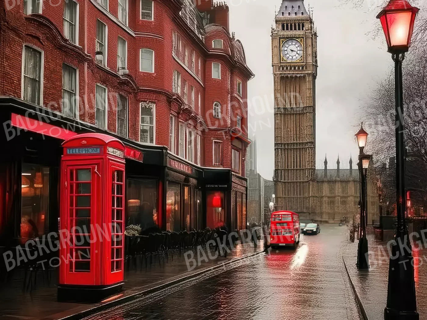 London Street 8’x6’ Fleece (96 x 72 inch) Backdrop