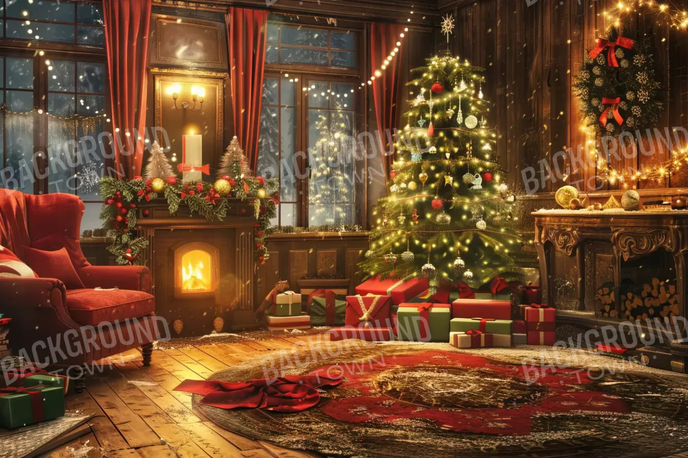 Magic Christmas Living 12’X8’ Ultracloth (144 X 96 Inch) Backdrop