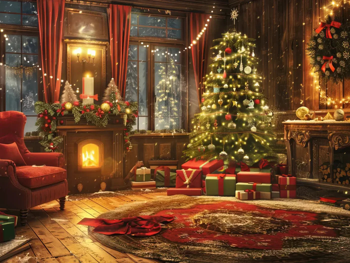 Magic Christmas Living 6’8X5’ Fleece (80 X 60 Inch) Backdrop