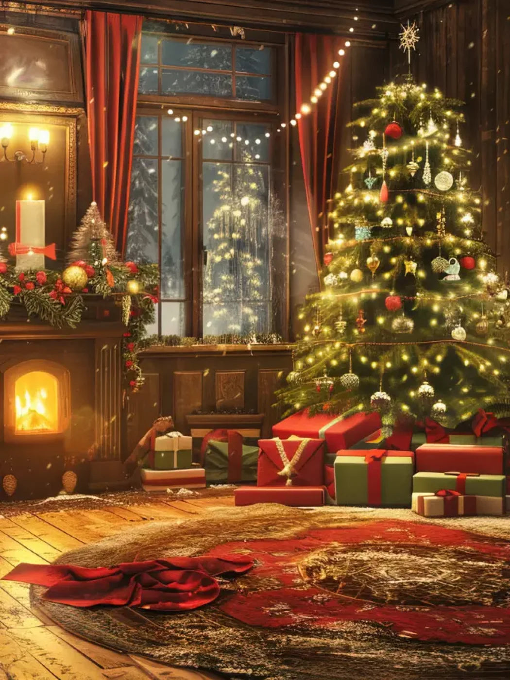 Magic Christmas Living 6’X8’ Fleece (72 X 96 Inch) Backdrop