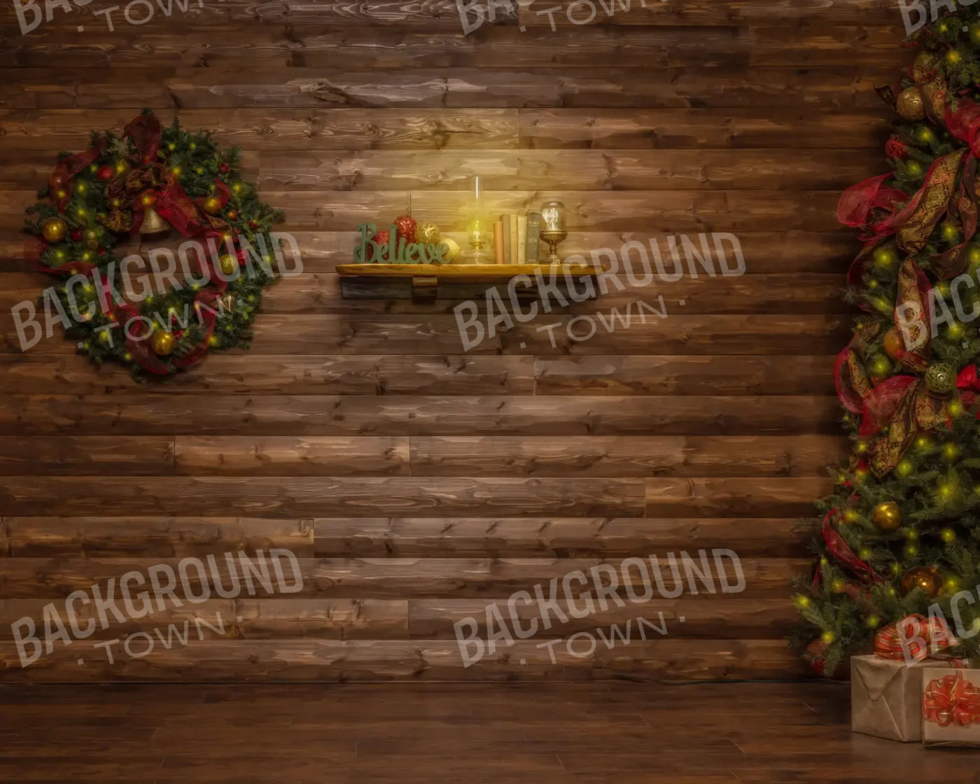 Magic of Santa Believe Wall Wide 10’x8’ Fleece (120 x 96 inch) Backdrop