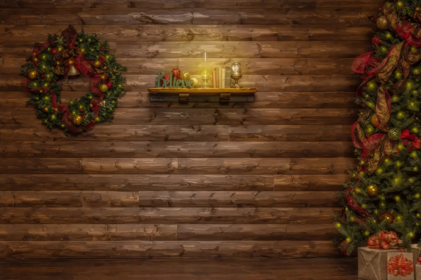Magic of Santa Believe Wall Wide 12’x8’ UltraCloth (144 x 96 inch) Backdrop
