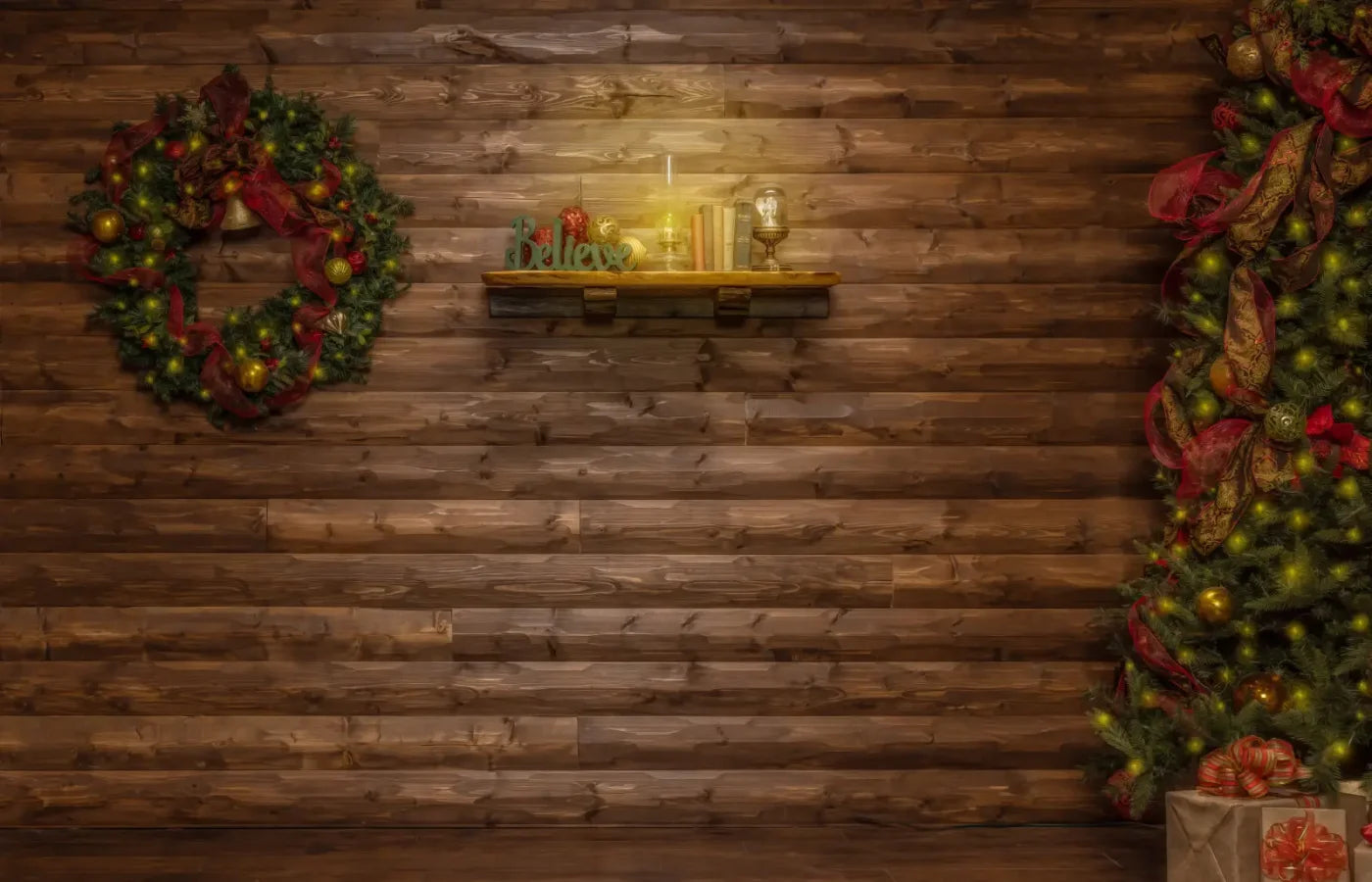 Magic of Santa Believe Wall Wide 14’x9’ UltraCloth (168 x 108 inch) Backdrop