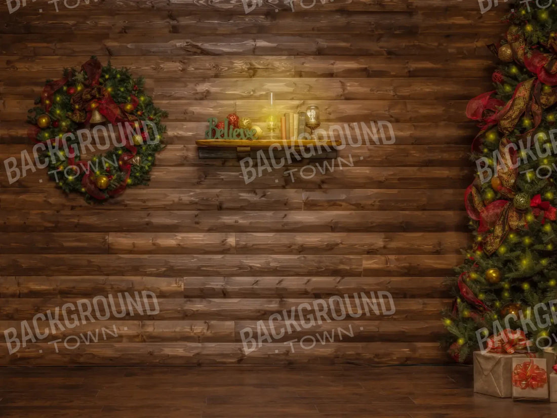 Magic of Santa Believe Wall Wide 8’x6’ Fleece (96 x 72 inch) Backdrop