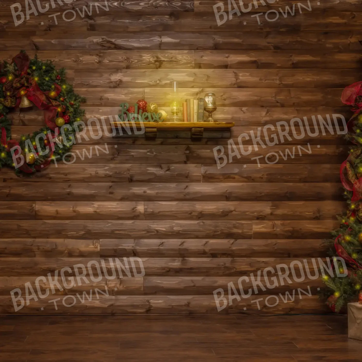 Magic of Santa Believe Wall Wide 8’x8’ Fleece (96 x 96 inch) Backdrop