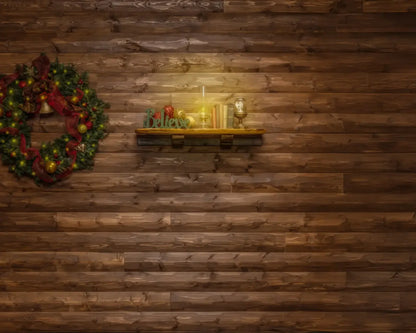 Magic of Santa Believe Wall Wreath 10’x8’ Fleece (120 x 96 inch) Backdrop