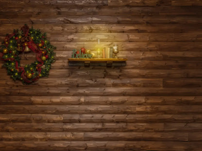 Magic of Santa Believe Wall Wreath 6’8x5’ Fleece (80 x 60 inch) Backdrop