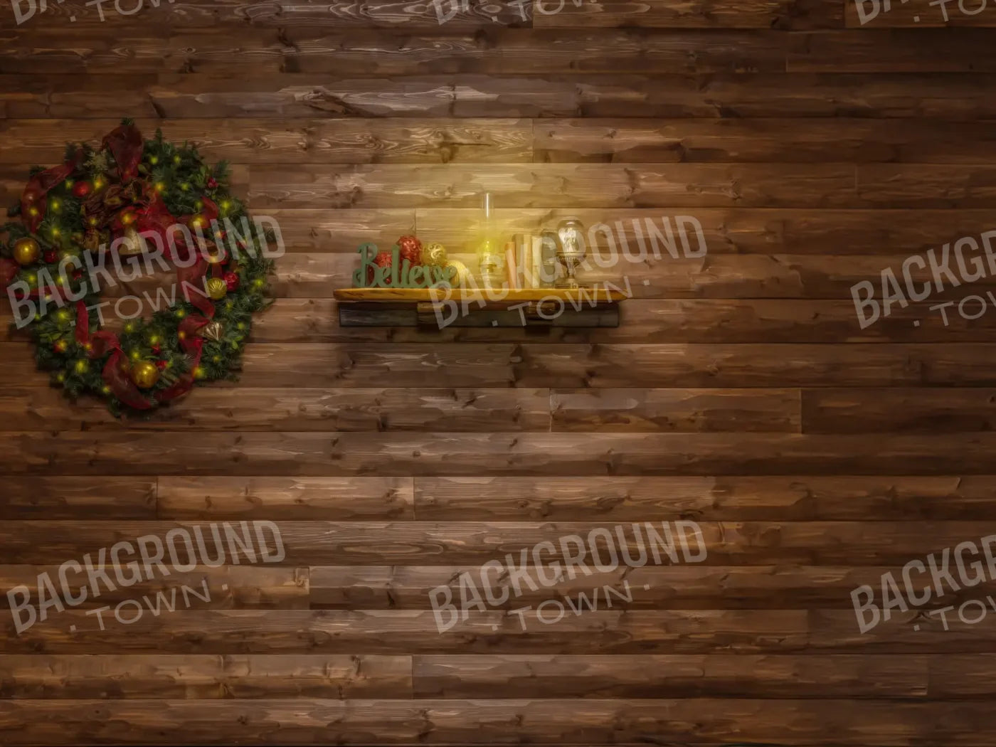 Magic of Santa Believe Wall Wreath 8’x6’ Fleece (96 x 72 inch) Backdrop