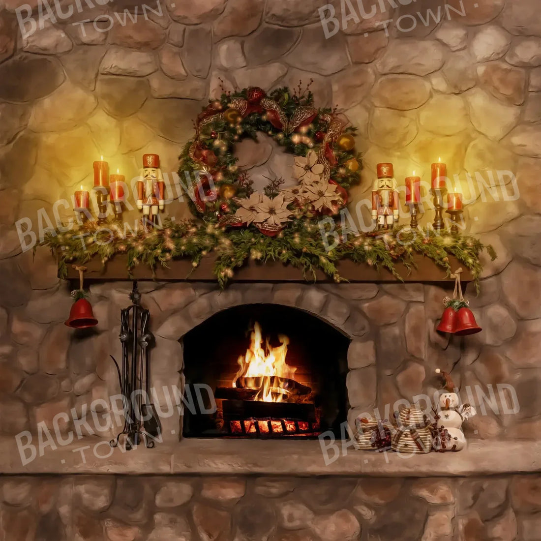 Magic of Santa Coble Fire Place 8’x8’ Fleece (96 x 96 inch) Backdrop