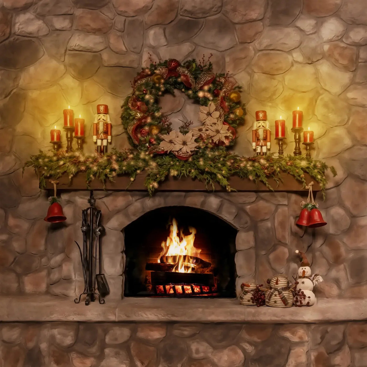 Magic of Santa Coble Fire Place 10’x10’ UltraCloth (120 x 120 inch) Backdrop