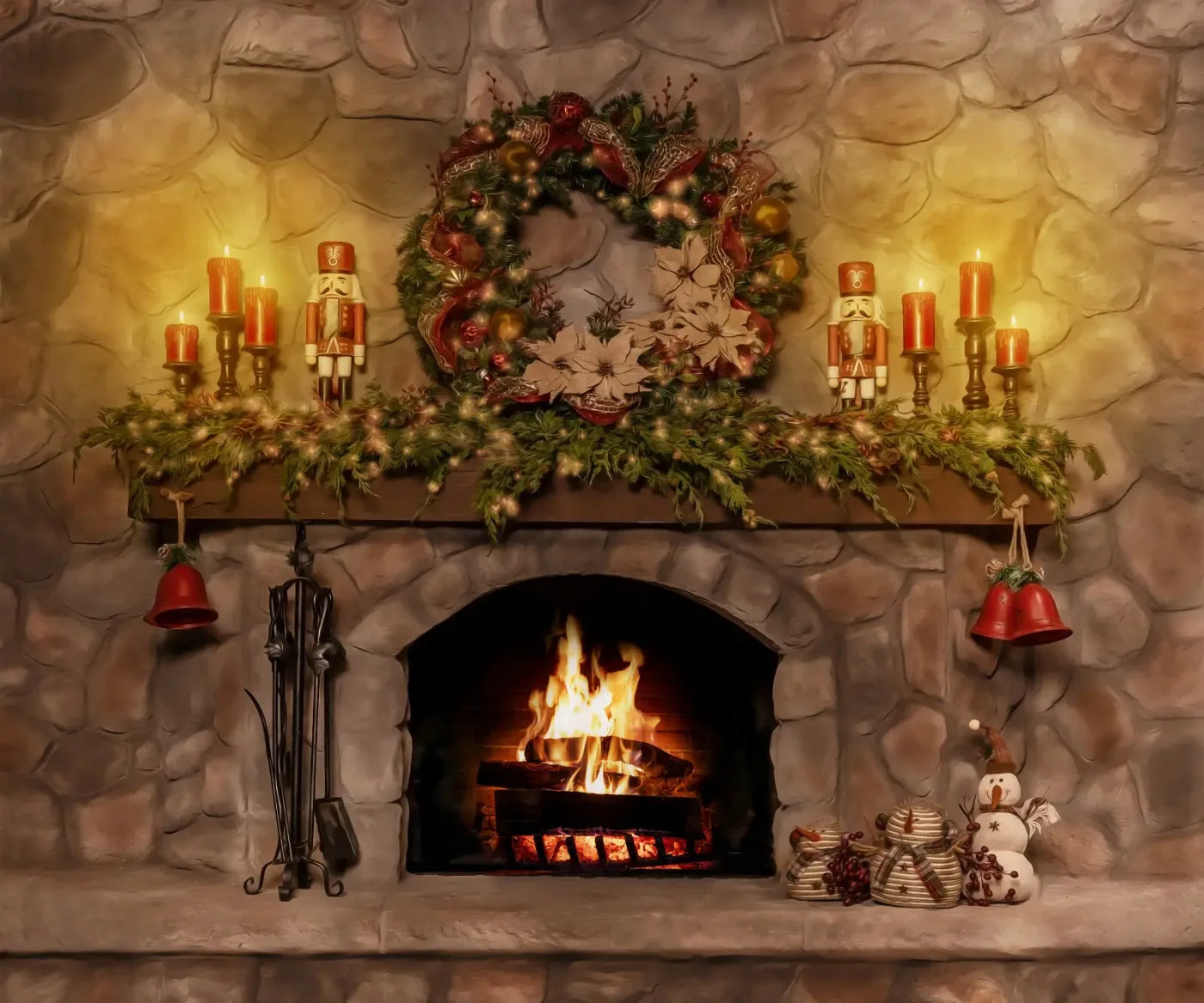 Magic of Santa Coble Fire Place 12’x10’ UltraCloth (144 x 120 inch) Backdrop