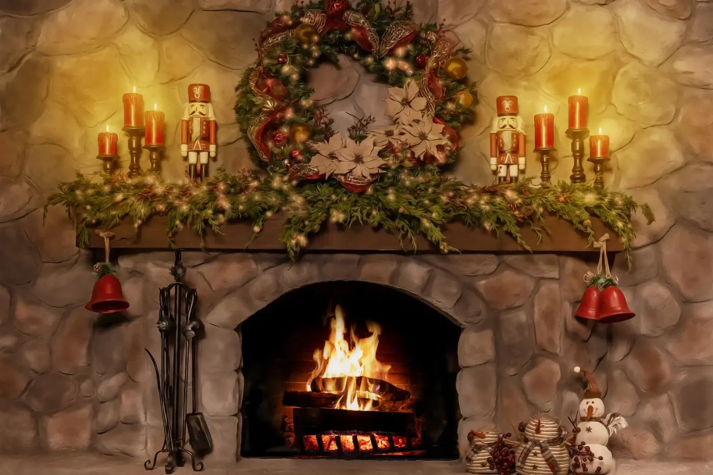 Magic of Santa Coble Fire Place 12’x8’ UltraCloth (144 x 96 inch) Backdrop