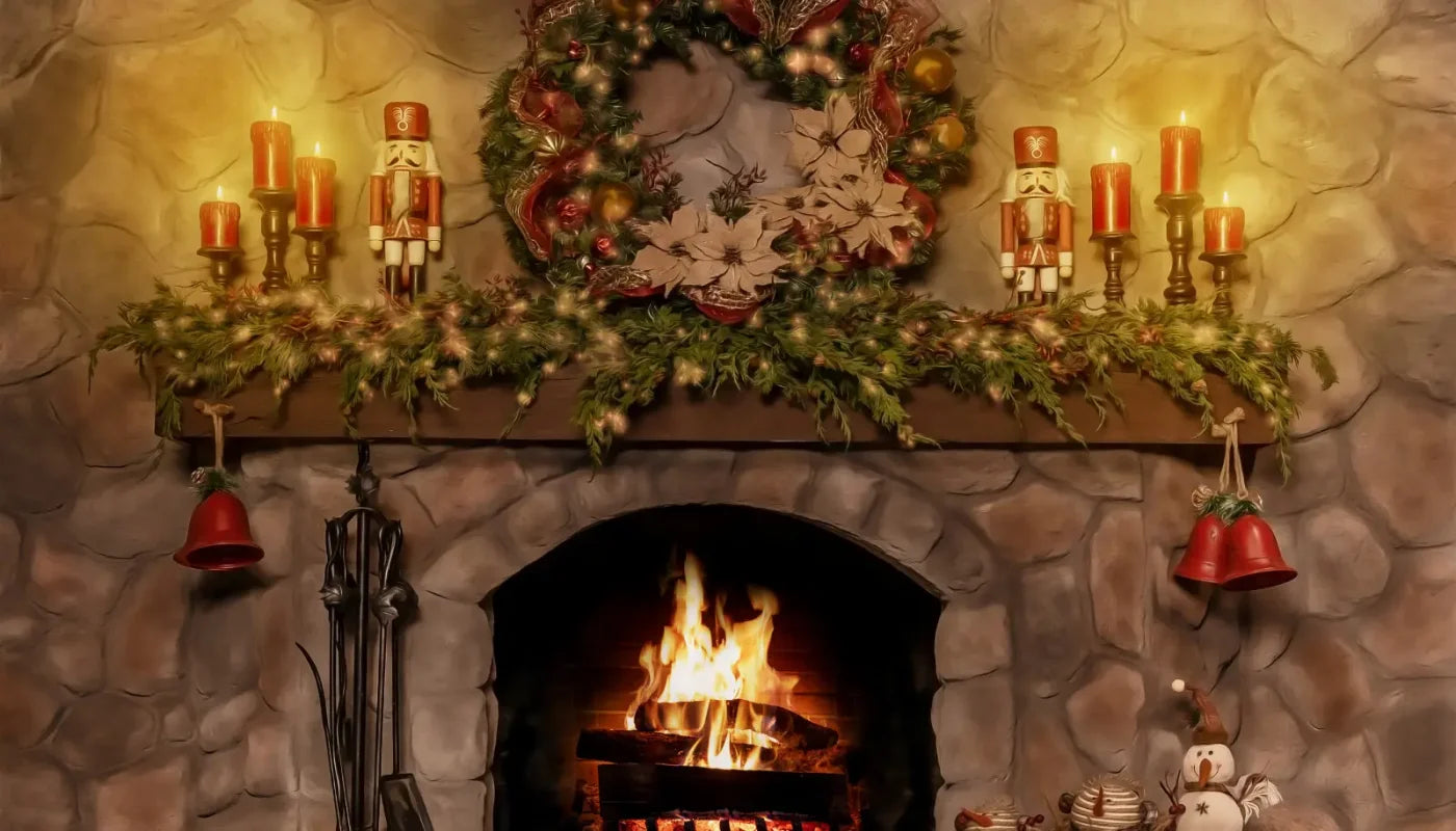 Magic of Santa Coble Fire Place 14’x8’ UltraCloth (168 x 96 inch) Backdrop