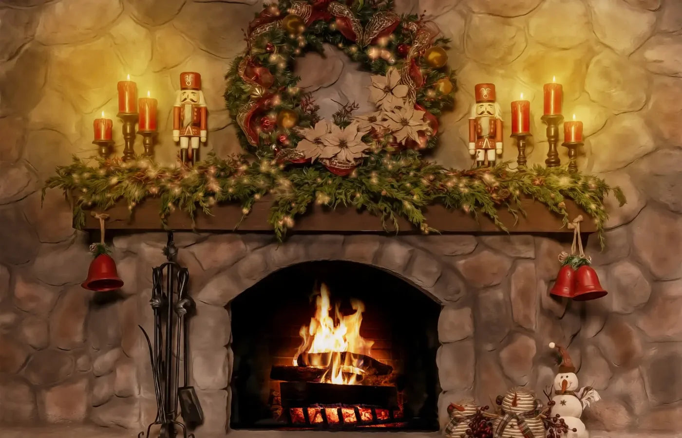 Magic of Santa Coble Fire Place 14’x9’ UltraCloth (168 x 108 inch) Backdrop